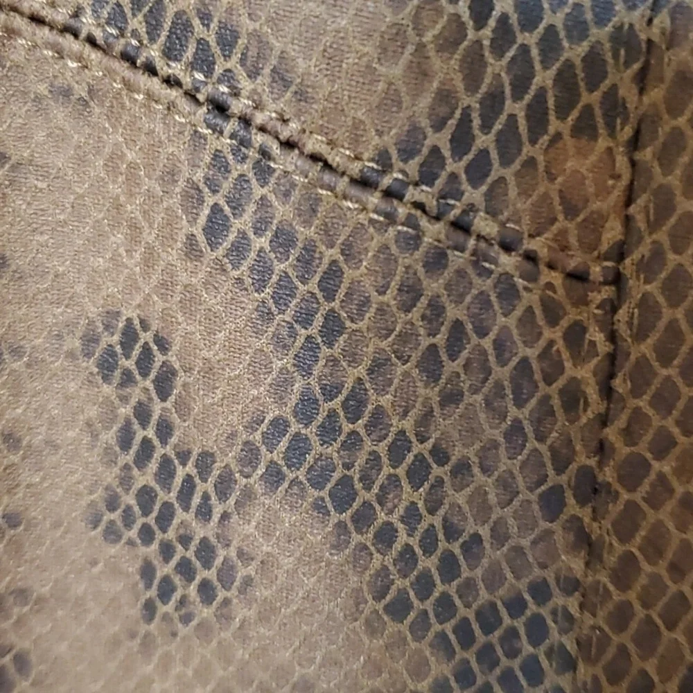 Philosophy olive brown faux leather snakeskin print leggings NWT